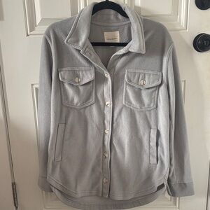 Thread & Supply Soft Light Gray Fleece Jacket